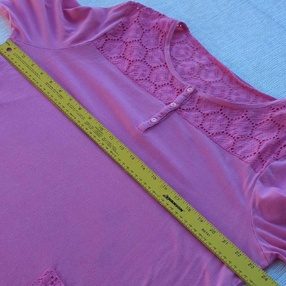 Pink Lace Detail Women's Top - Picture 7 of 9